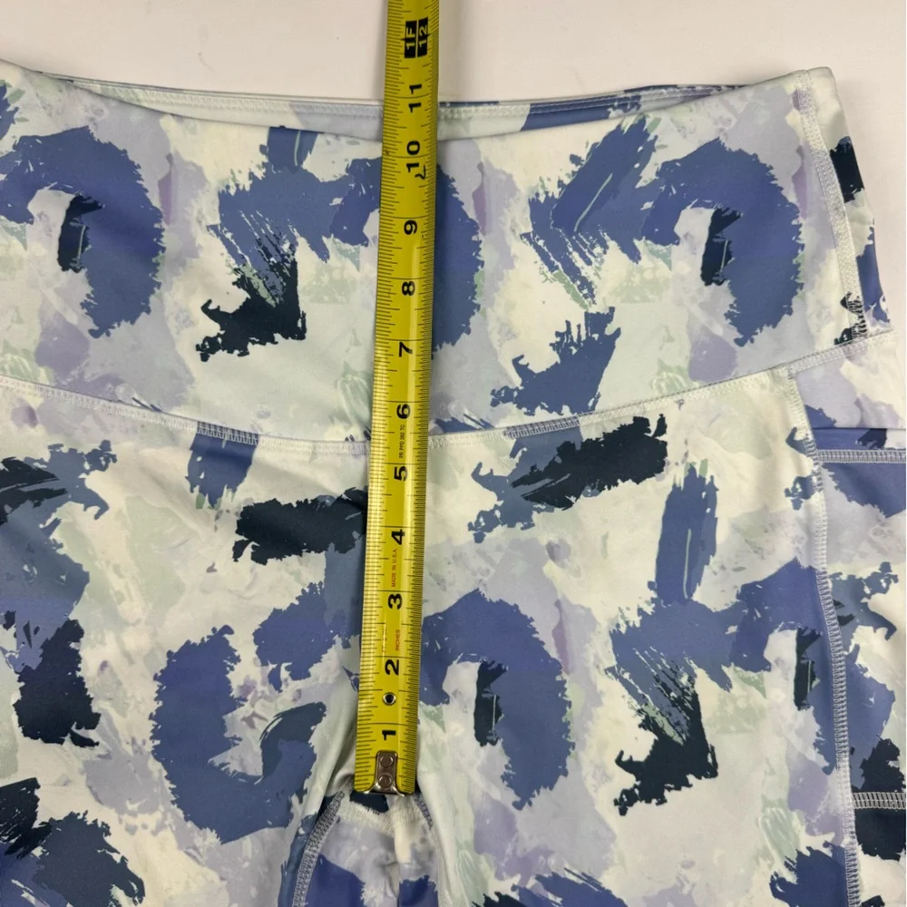 Girls Light Blue Brushstroke Print Active Leggings